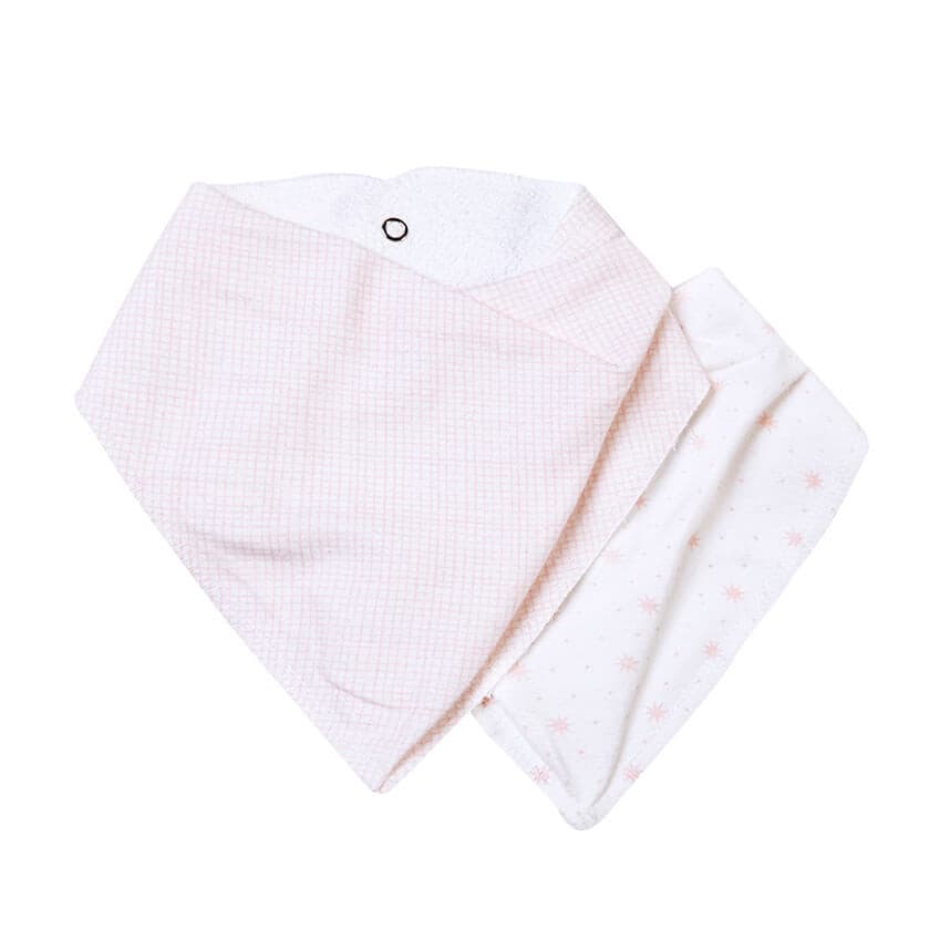 Kit Babador Bandana Bordados Papi Flanelado Rosa - 2 Peças
