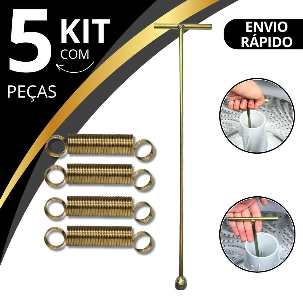 Ferramenta de Chave T 10mm Longa para Agitador Electrolux 42cm + 4 Molas de Apoio