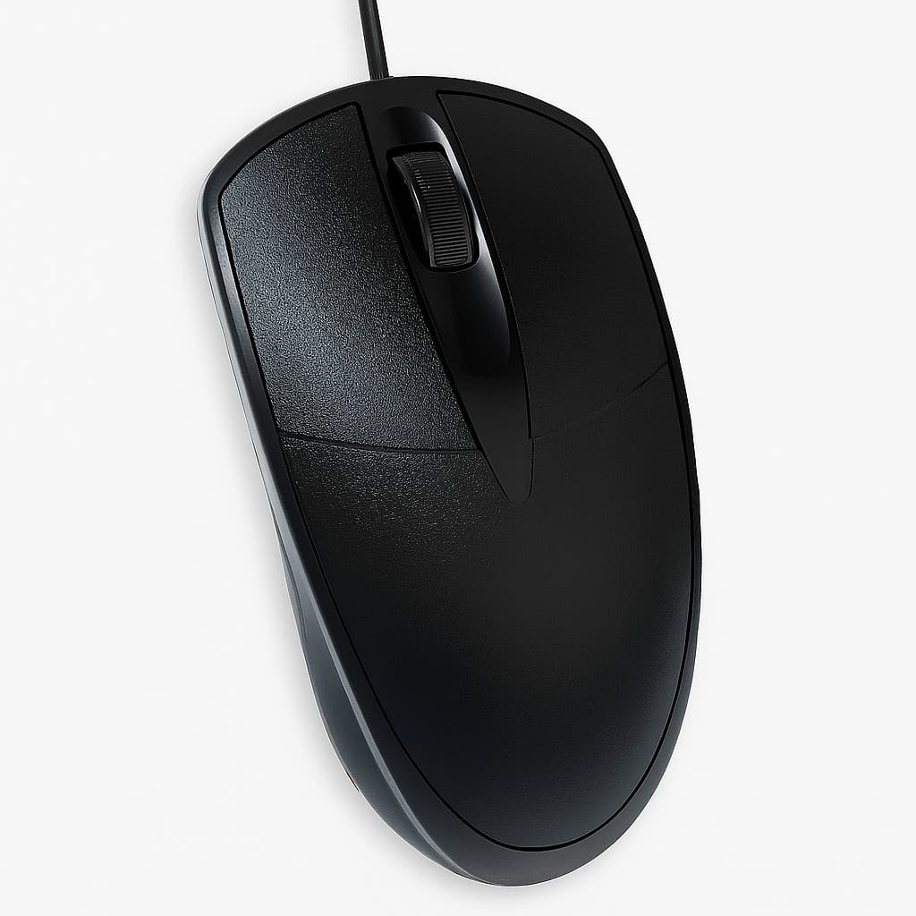 Mouse Óptico USB Preto com 1000DPI Conexão Plug e Play e Design Ergonômico Office
