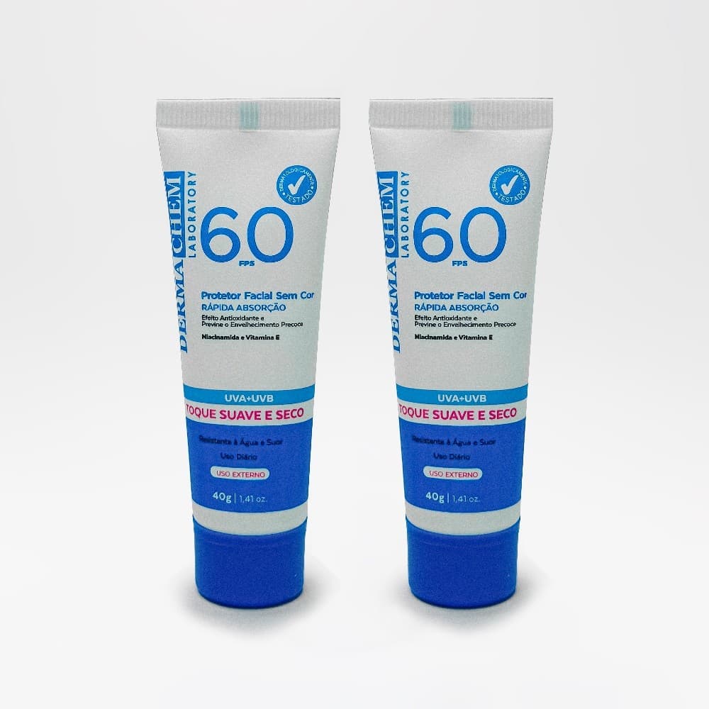 Kit 2 Protetor Solar Rosto FPS60 40g Dermachem