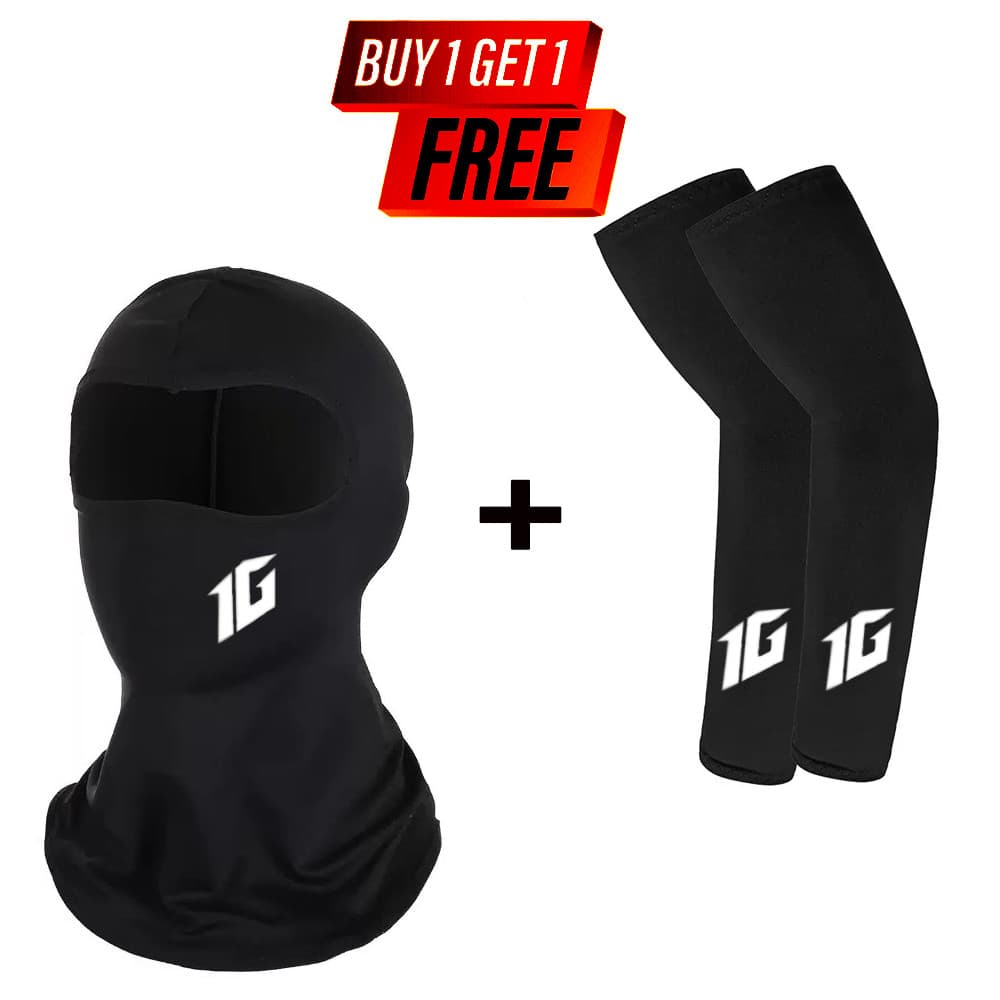 Máscara Facial Balaclava De Seda Gelada Com Cobertura Total Compre 1 Ganhe 1 Grátis Inclui Mangas De Braço Para Ciclismo