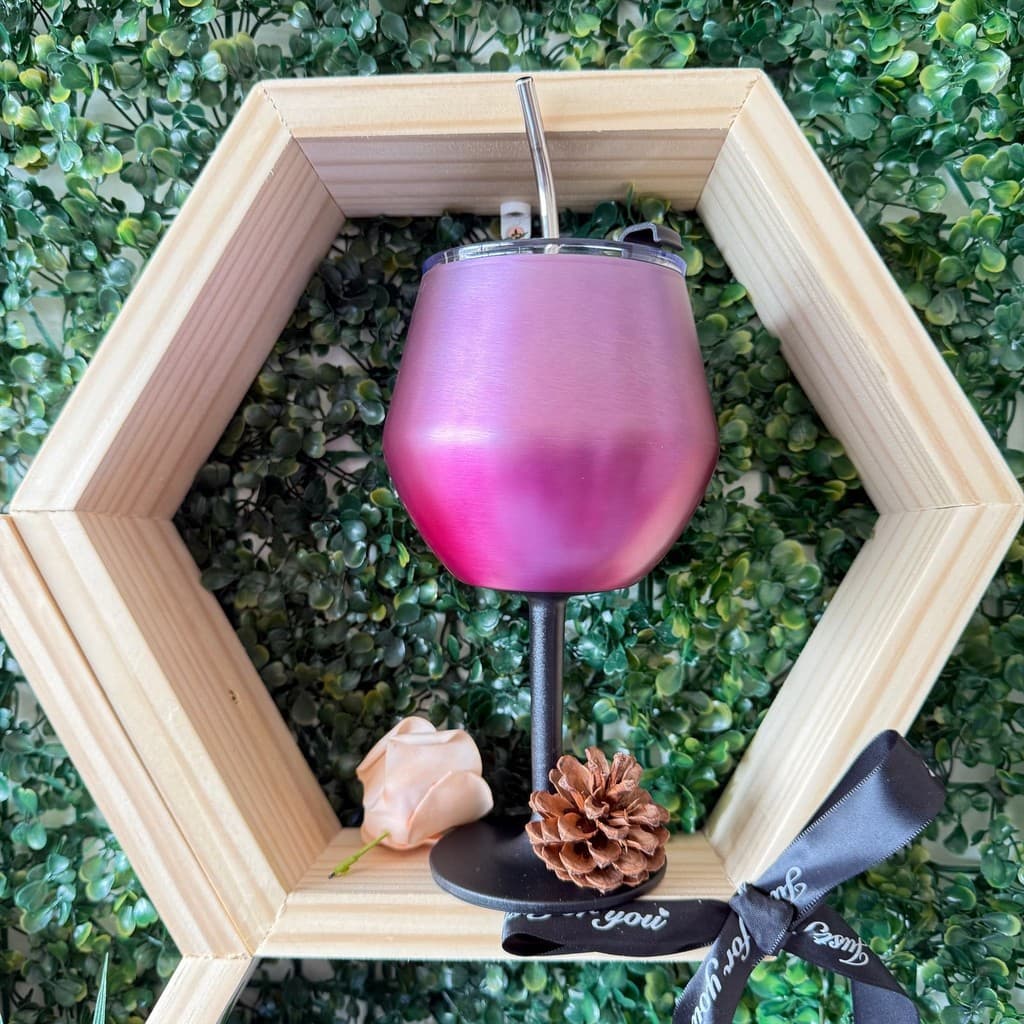 Copo de vinho térmico 2 Em 1 420ML Taça Removível Com canudo de De Aço Inoxidável 304 Forma De U Isolamento Duplo