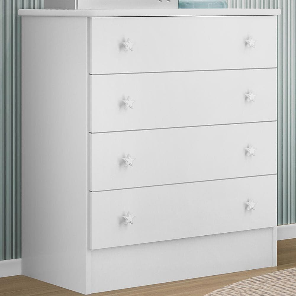 Cômoda 4 Gavetas Doce Sonho Branco/Branco - Qmovi