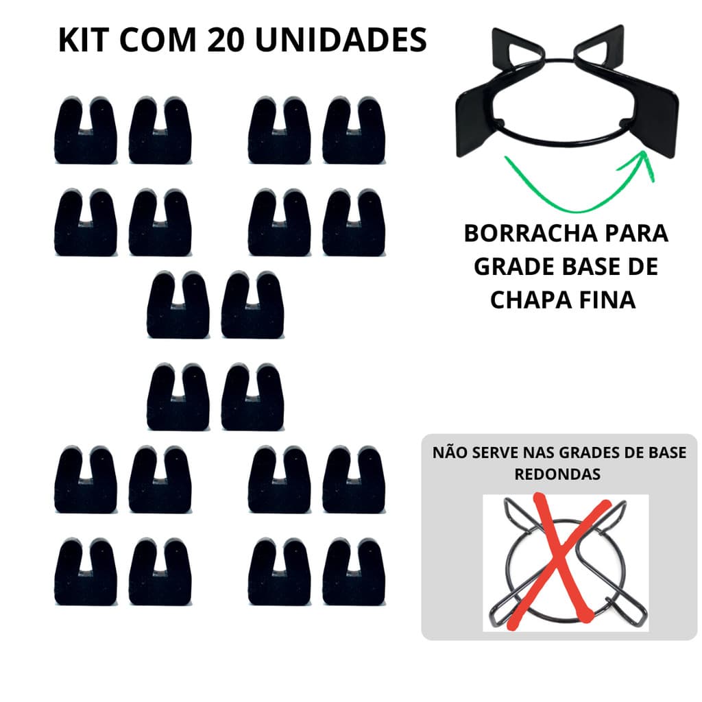 Borracha Suporte Silicone da Trempe Grade Fogão Eletrolux Continental Chamalux Atlas Suggar Mueller - 20 Peças