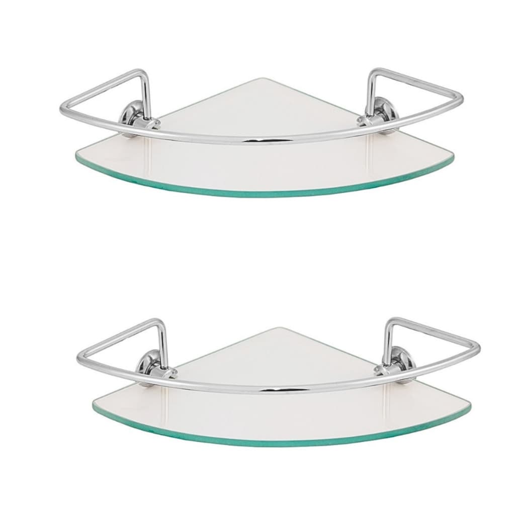 Kit 2 Porta Shampoo Suporte Prateleira Canto Vidro Incolor