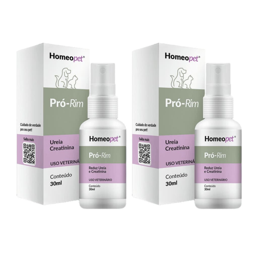 Kit 2 Pró Rim Cães Gatos Problemas Renais Homeopet 30ml