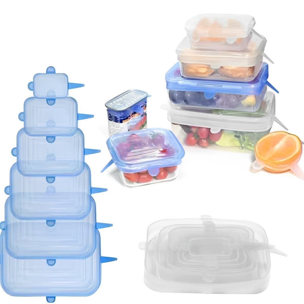 Kit 6 Tampas Panela Silicone Universal Reutilizável Elástica, Tampas Silicone Cozinha/Geladeira