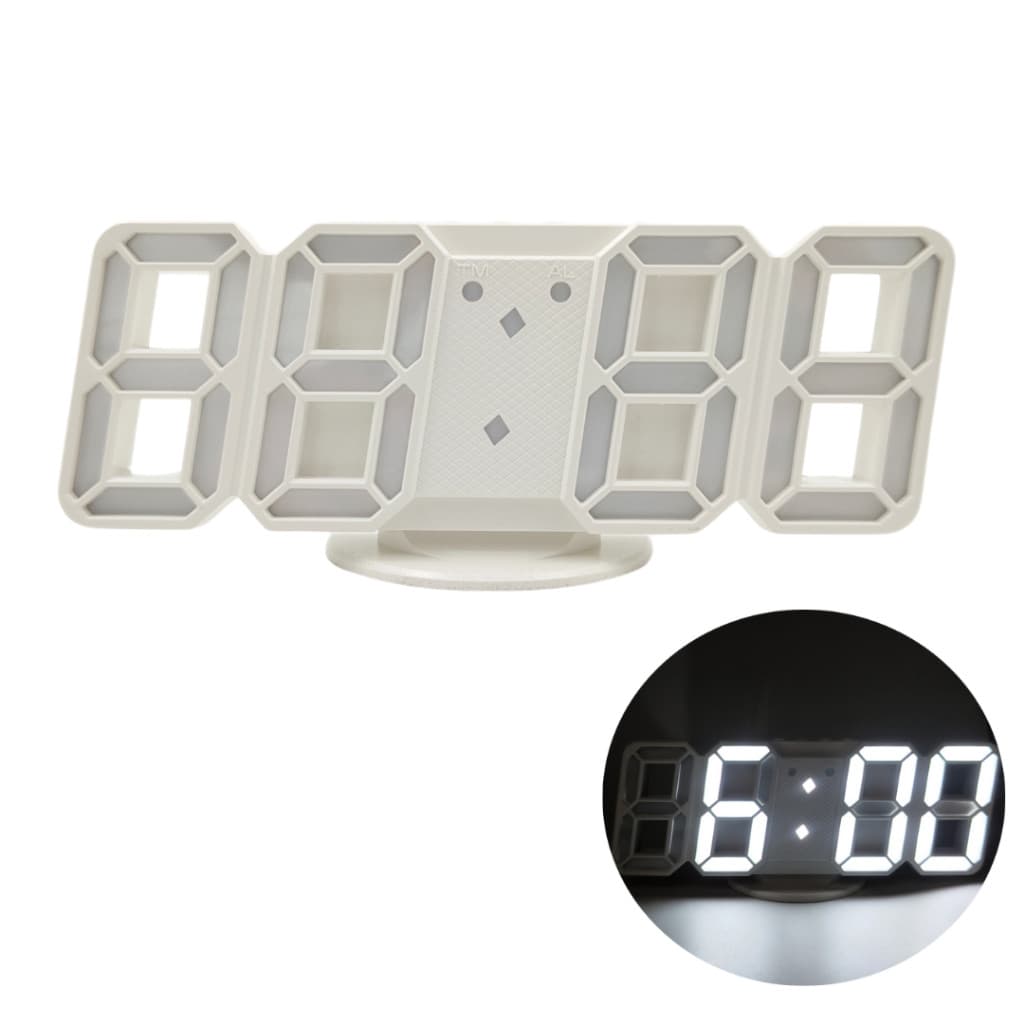 Relógio Digital 3d Design Moderno Luz Noturna Parede