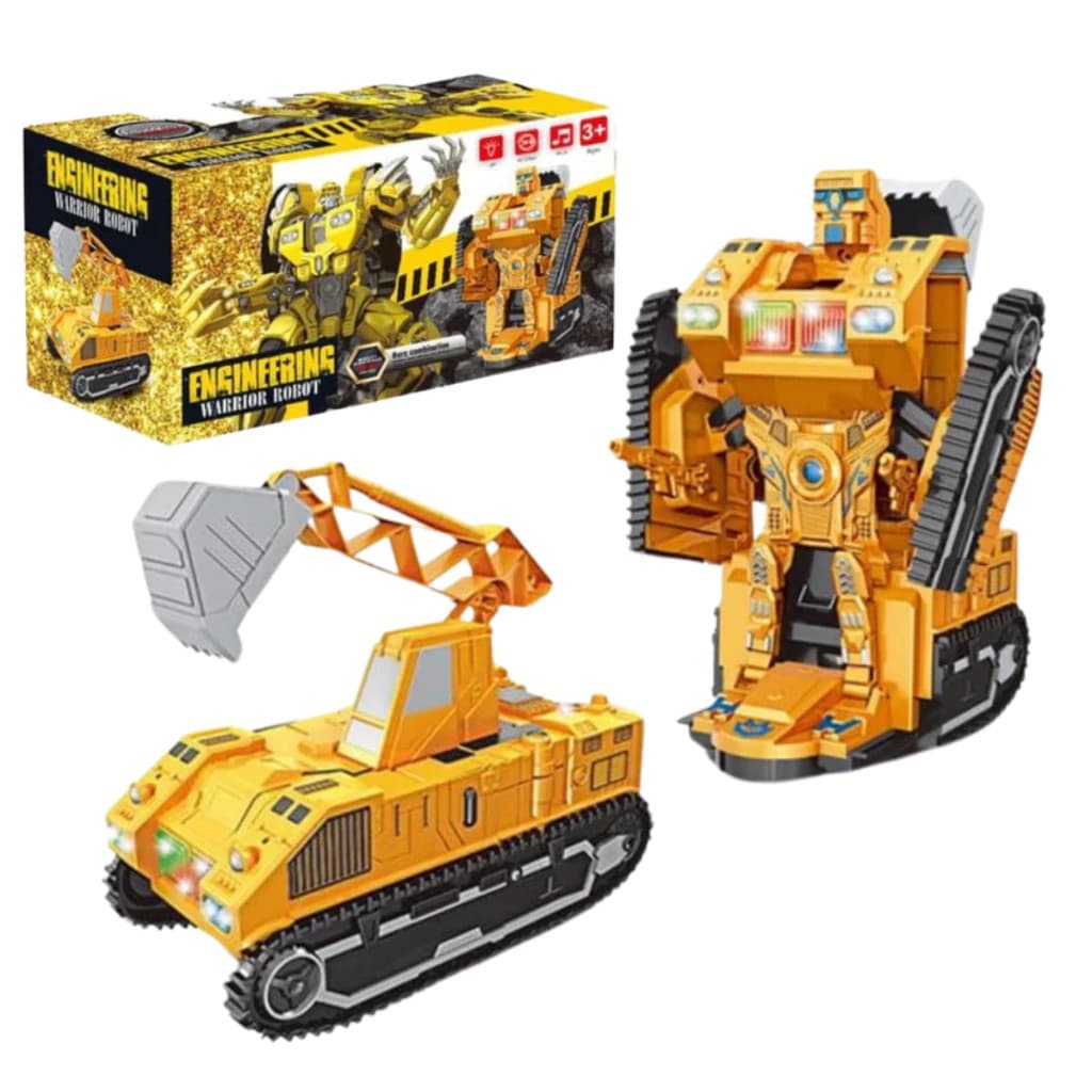 Caminhão De Brinquedo Retroescavadeira Transforme Som Luz