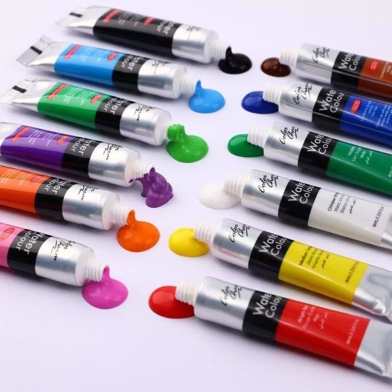 Kit 12 Cores Tinta Profissional / Acrílica, Óleo, Aquarela e Guache em Bisnagas 6ml