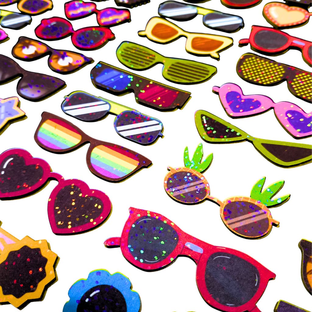 50 Desivos Pet Óculos Impressão HD Olográfico Banho e Tosa