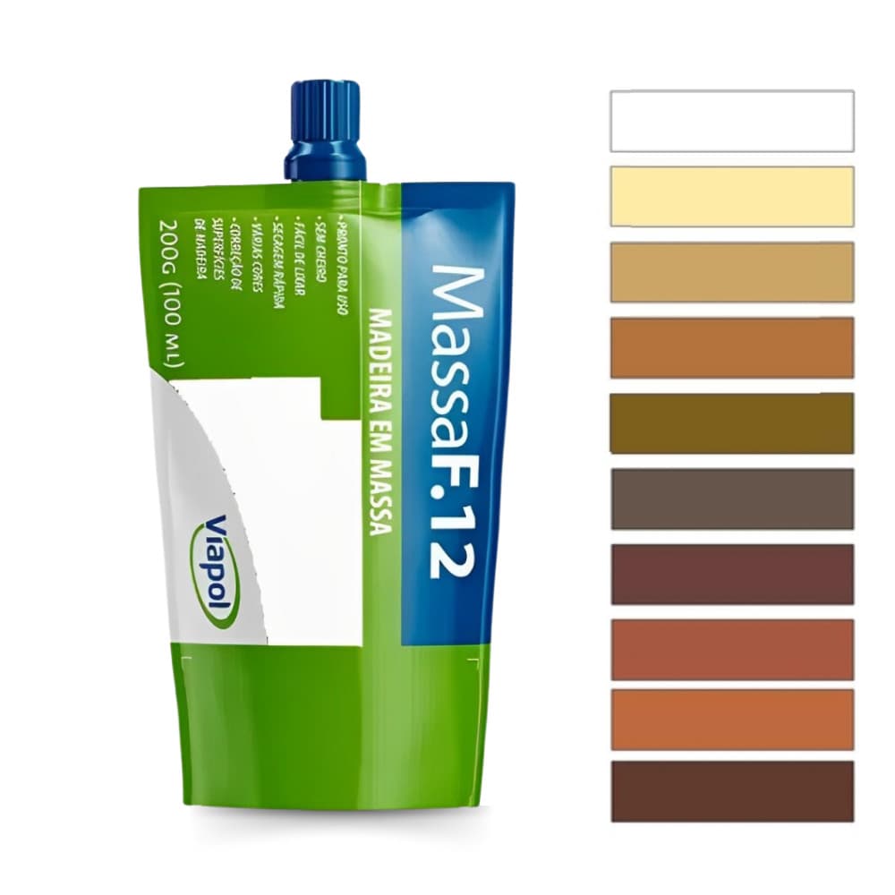 Massa Para Madeira F12 Calafetar Correção 200g Viapol Variadas Cores Mdf Verniz Fácil Aplicação Resistente