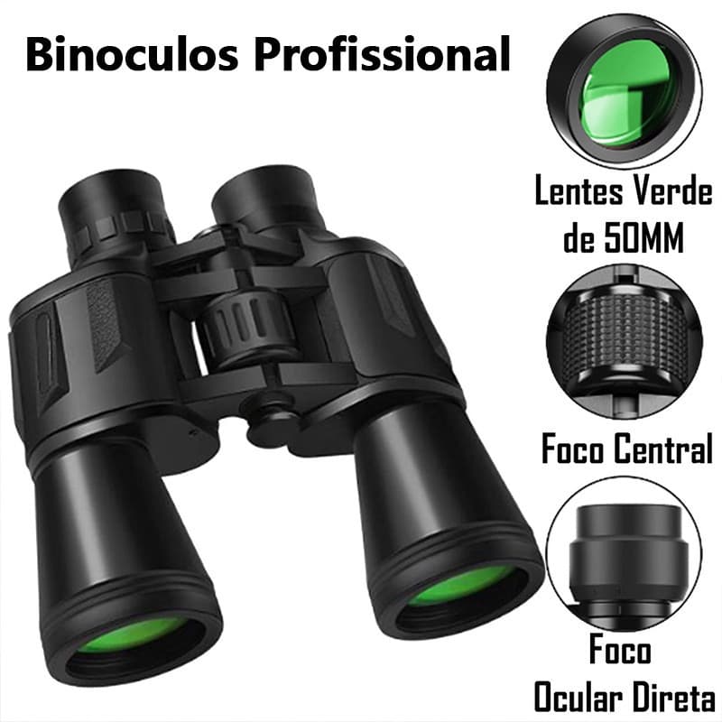 Binoculos Profissional 20x50 Emborrachado Longo Alcance 10KM