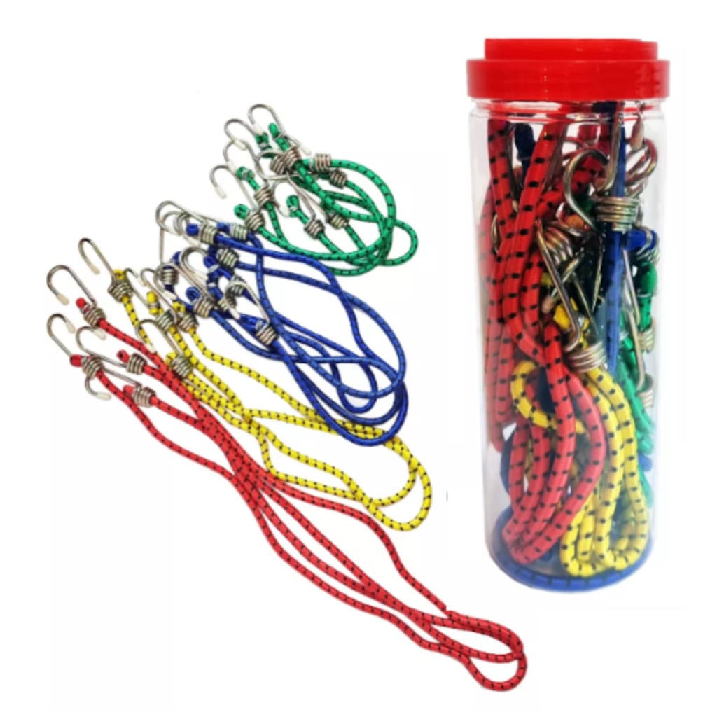 Kit 12 Elástico Bagageiro Carga Moto Bike Carro Gancho Metal Vários Tamanhos