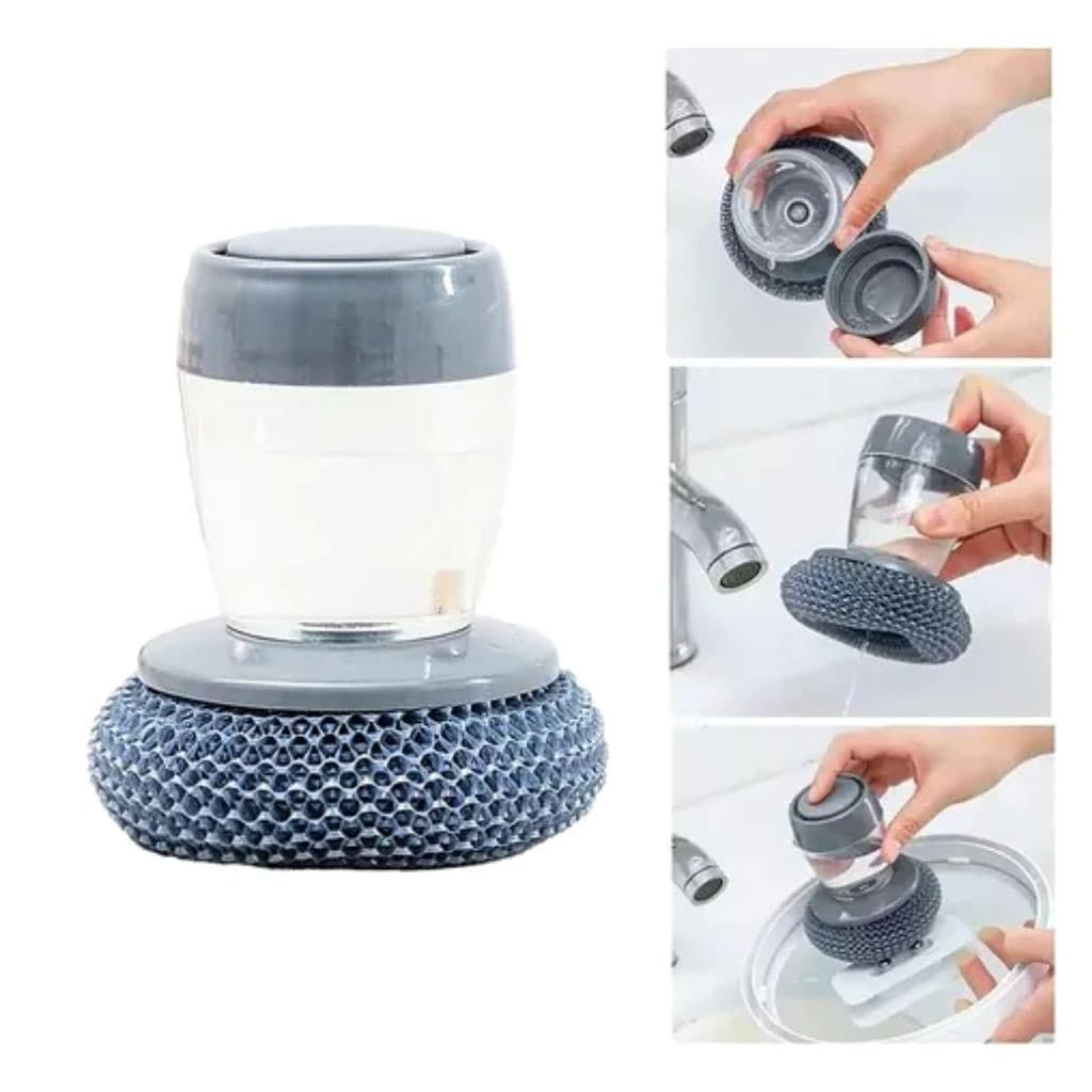 KIT1 E 2 PÇS DE Escova Escovas de Limpeza Em Aço Detergente Multiuso Universal Silicone com Dispenser Louça Louças