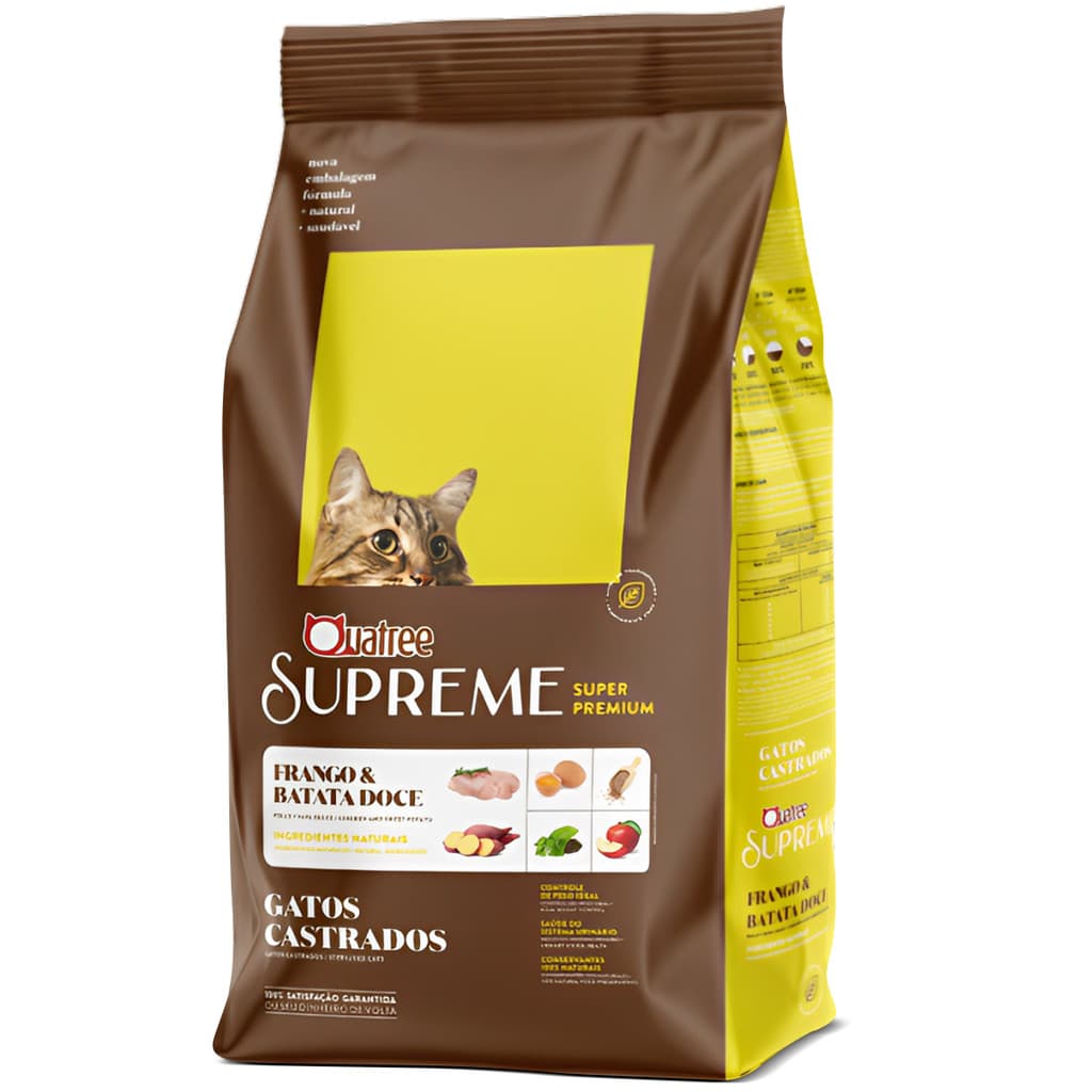 Ração Quatree Supreme Gatos Castrados Sabor Frango e Batata Doce 10kg