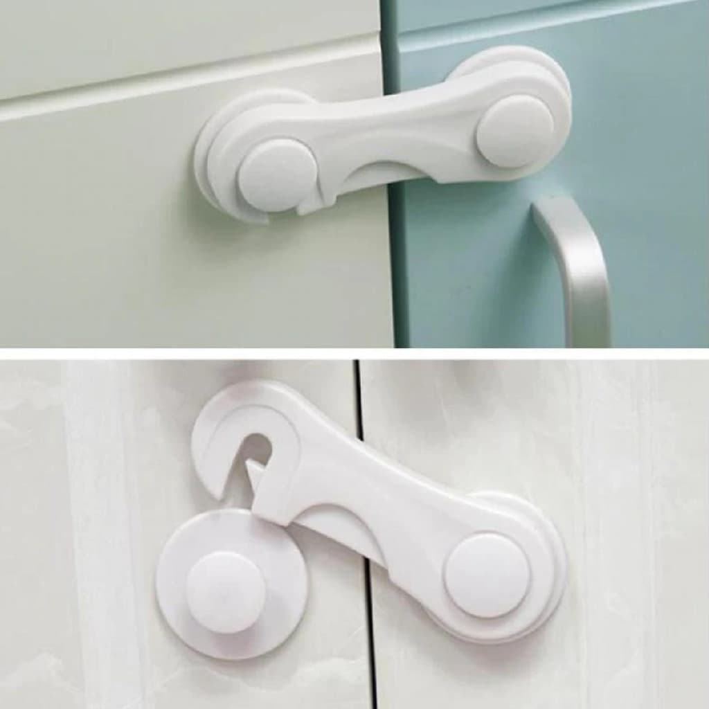 Kit 5 Travas Gaveta Porta Armario Branco- Seguranca bebe