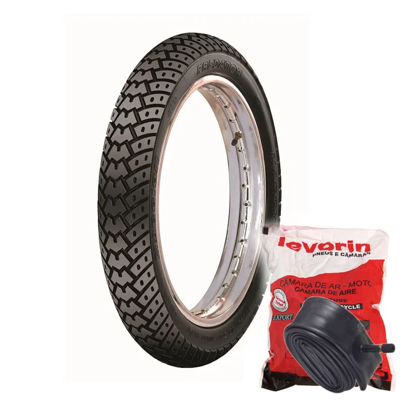 Kit Pneu Maggion Predator 100/90-18 56P TT + Câmara MSB18 Levorin