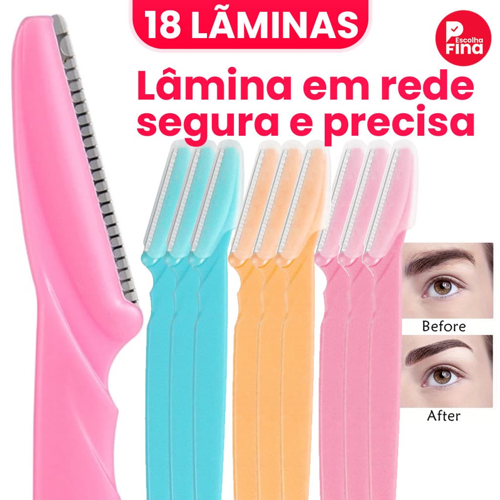 Kit com 6/12/18 Lâminas para Sobrancelhas com Protetor para Acabamento dos Pelos do Rosto