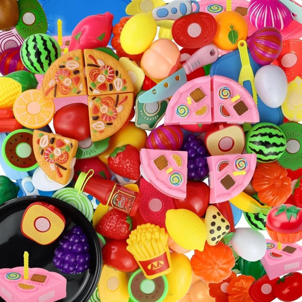 Brinquedo Kit Comidinha Infantil Fruta Legumes Bolo Corte Varias Peças