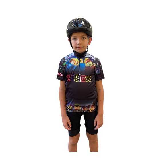 Kit Ciclista Roblox Minercraft Conjunto Ciclismo Infantil Bermuda Camisa Kids Crianças
