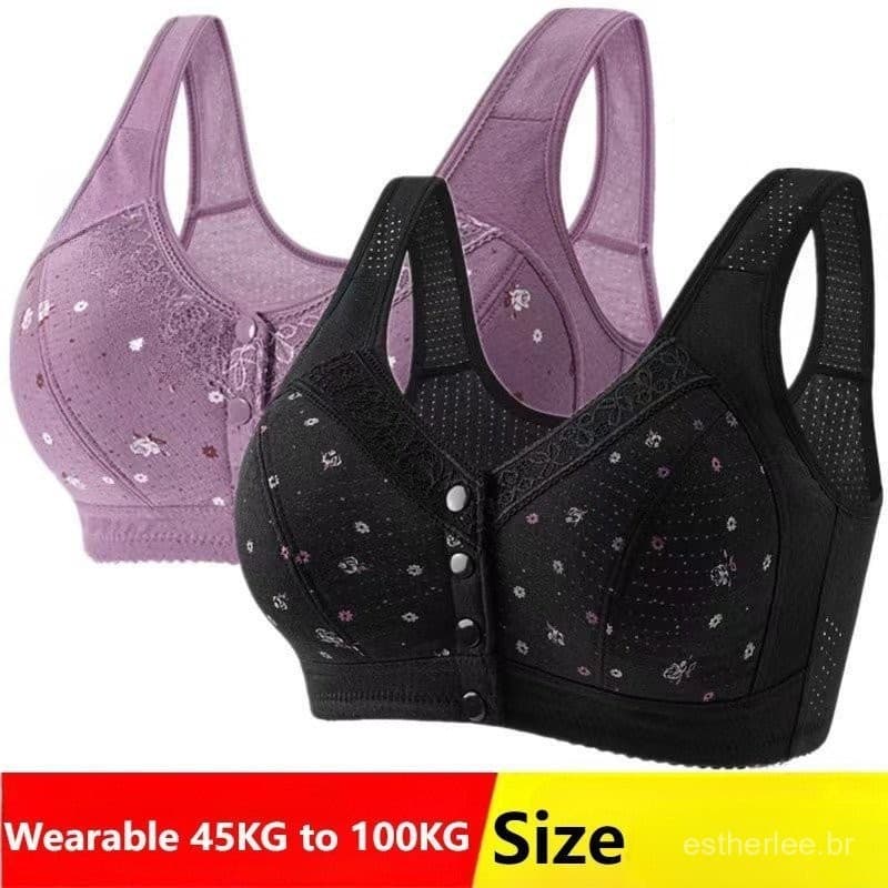 38-50 tamanhos populares mais coletes de meia-idade e mães idosas com fivela dianteiro estilo, algodão sem anéis de aço,