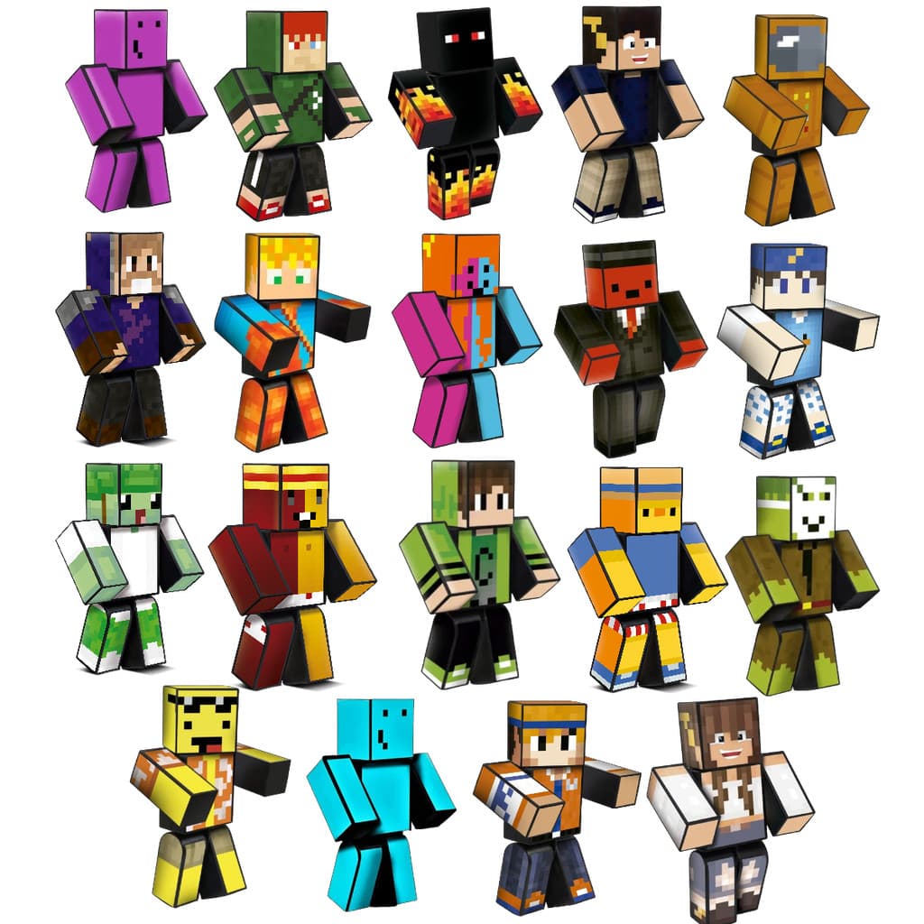 1 Boneco do Jogo Mine Articulado 25cm com Acessórios Turma do Problems Familia Arqueira Bauers