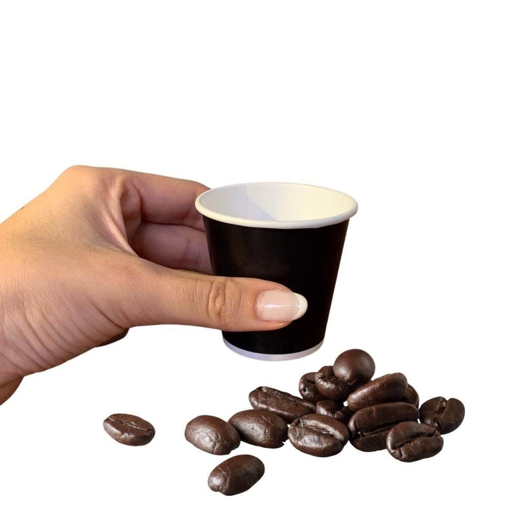 Copos PRETO De Papel Para Café, Chá, Achocolatado 110 Ml Preto Biodegradável - 50 unidades