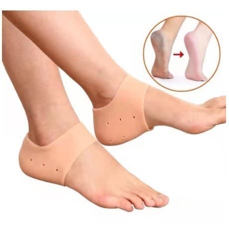 Kit 3 Pares Meia Palmilha Silicone Gel Ortopédica Calcanhar Esporão Cor bege