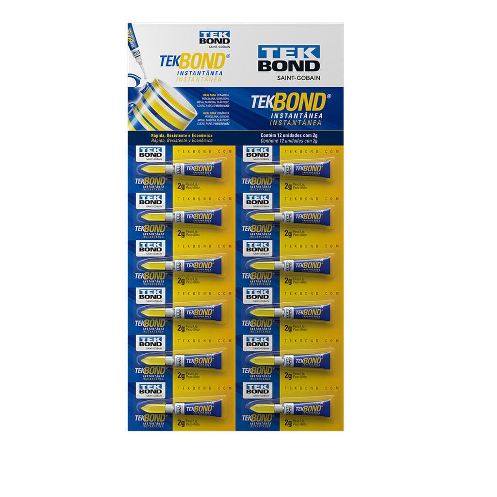 KIT 12 COLA TEKBOND SUPER COLA 2G CARTELA