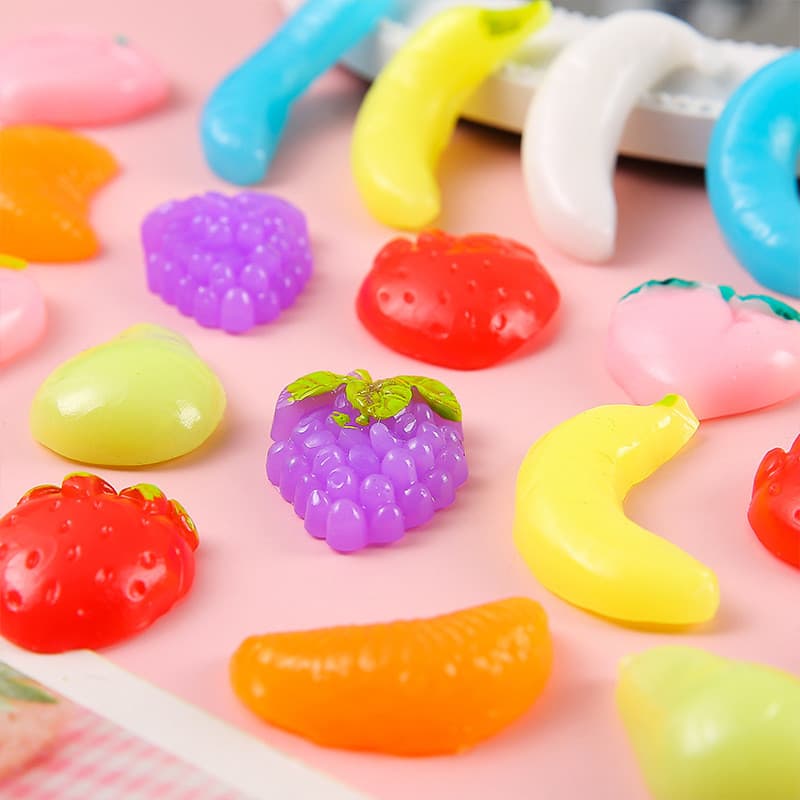 【10 pcs】Simulação de descompressão de frutas lodo macio pitada música melancia morango abacaxi tomate laranja brinquedo