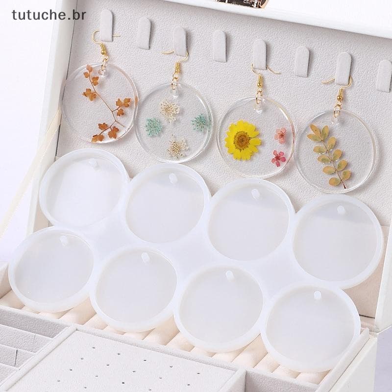 TU 8/12 Pçs Redondo Oval Pingentes Molde De Resina DIY Brincos Epóxi Encantos Silicone Para Fazer Jóias Chaveiro Tag Fun