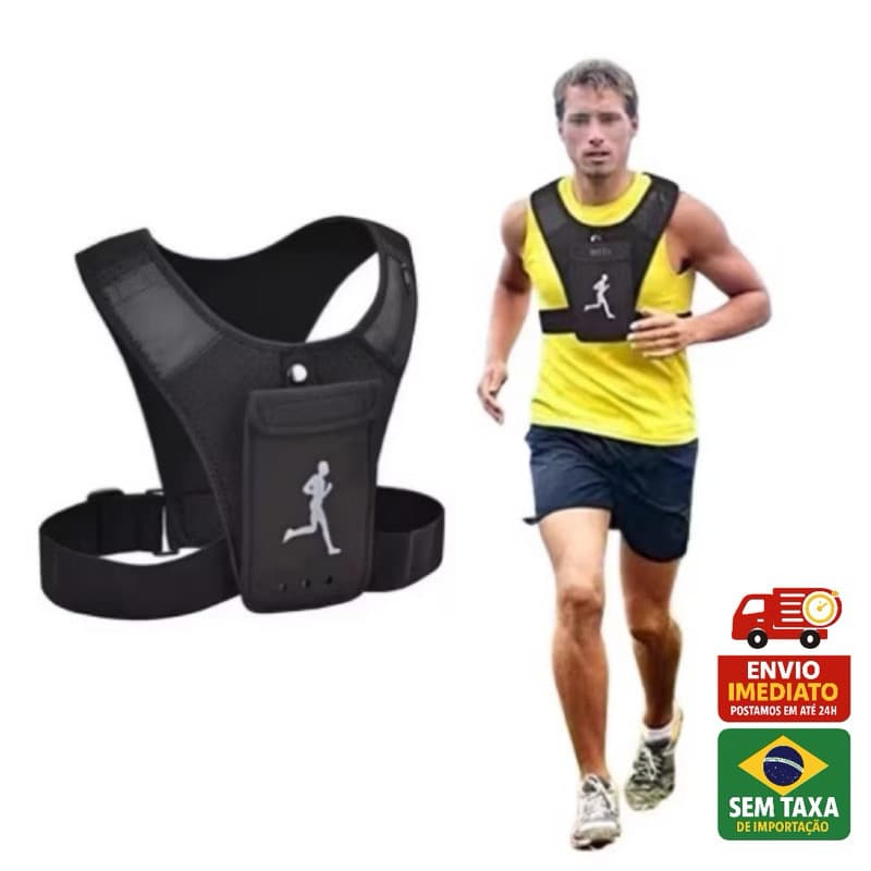 Colete Refletivo Para Corrida Com Suporte Telefone Com Bolsos Cinta De Peito Peitoral Porta Celular Pra Ciclismo