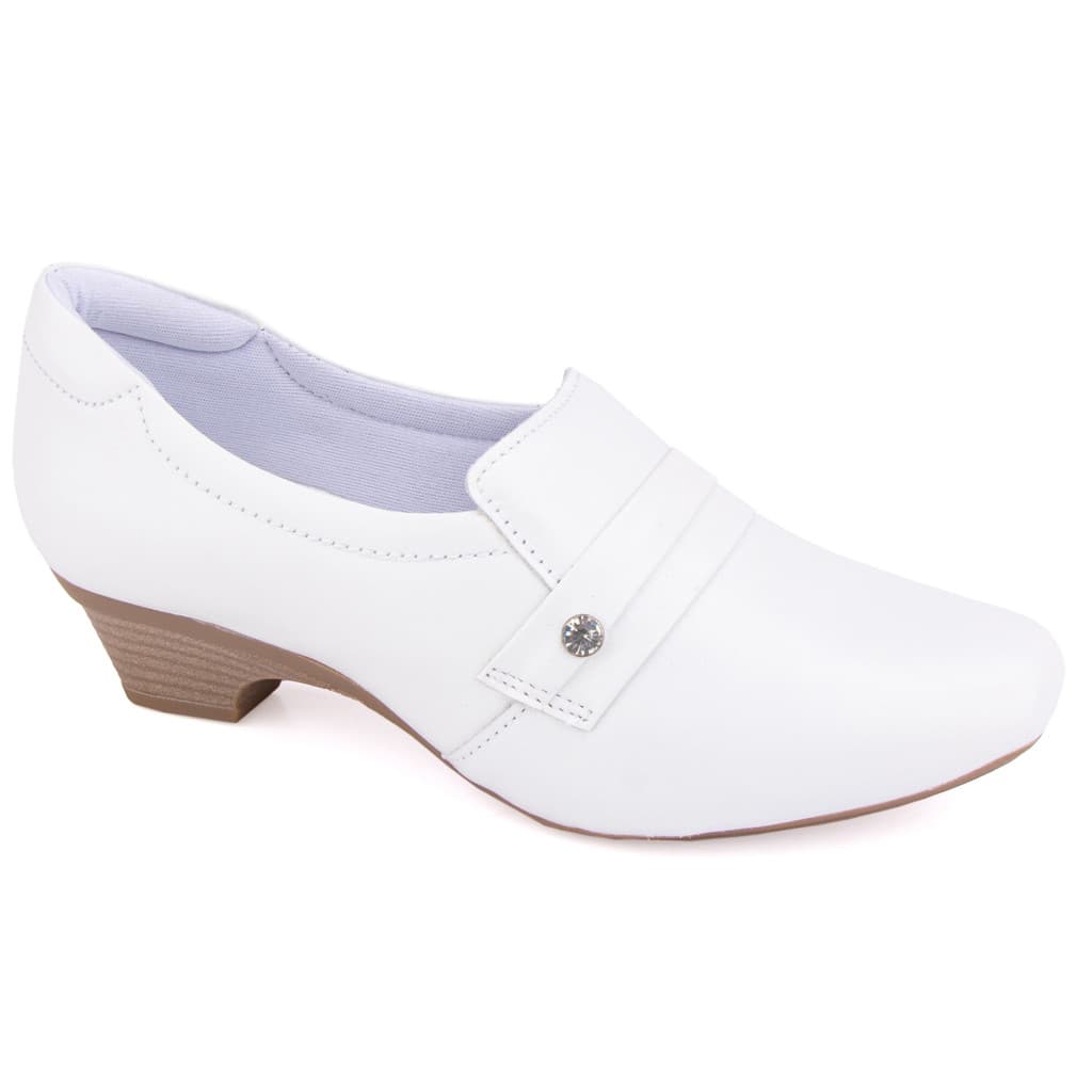 Sapato Feminino Para Uniforme Neftali Silencioso Branco Azul Marinho