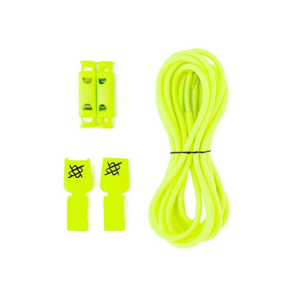 Cadarço Elástico para Tênis Hupi Laces 1 Par, Cor:  Amarelo Neon Liso  | Sem Nó, Ajuste Fácil, Ideal para Corrida