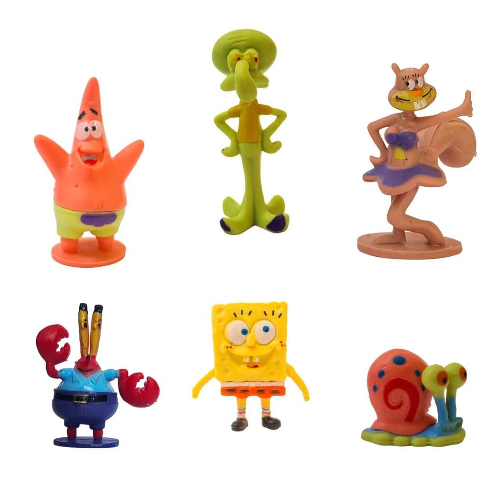 Kit Bob Esponja e sua turma enfeite de aquário Mini 6 peças