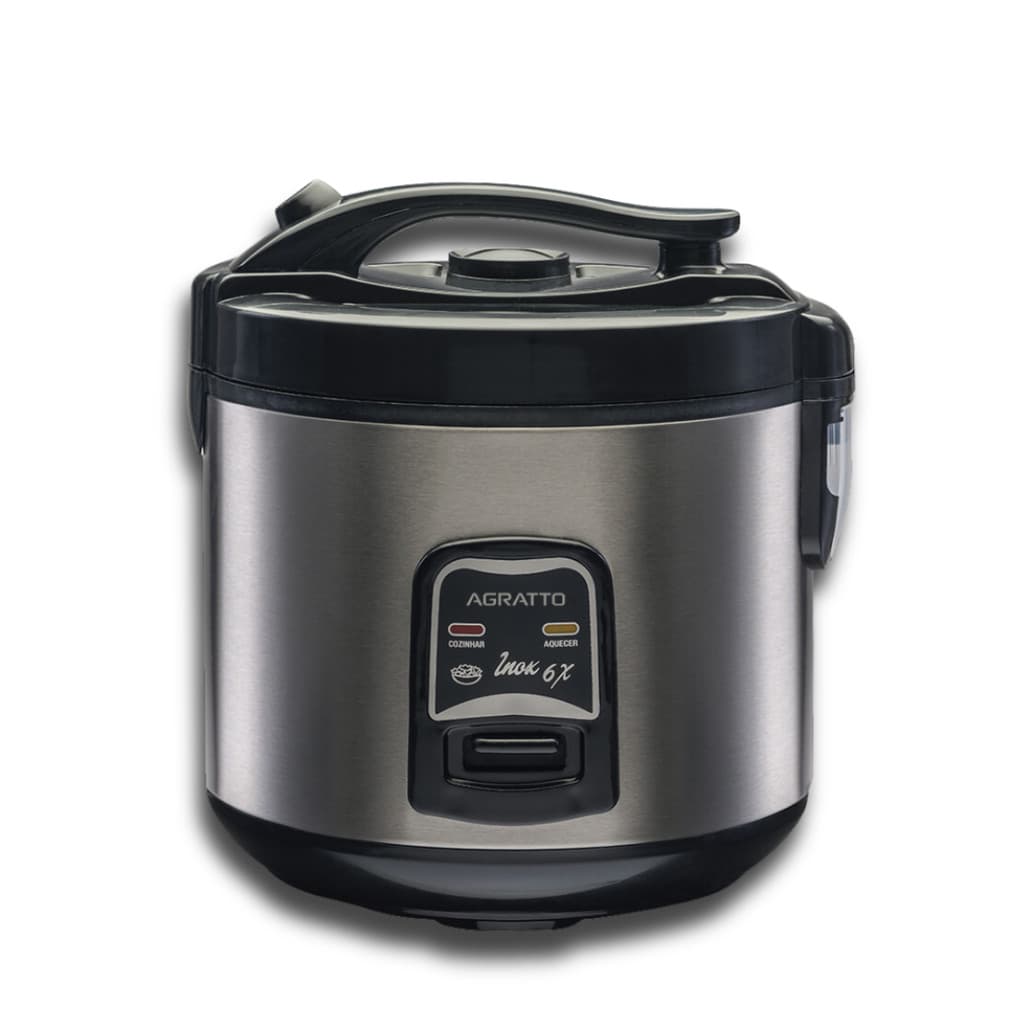 Panela Elétrica De Arroz Legumes Inox 6 Xícaras 127V 400W Agratto Visor De Vidro  Antiaderente Multiuso Cozinha PAI6X
