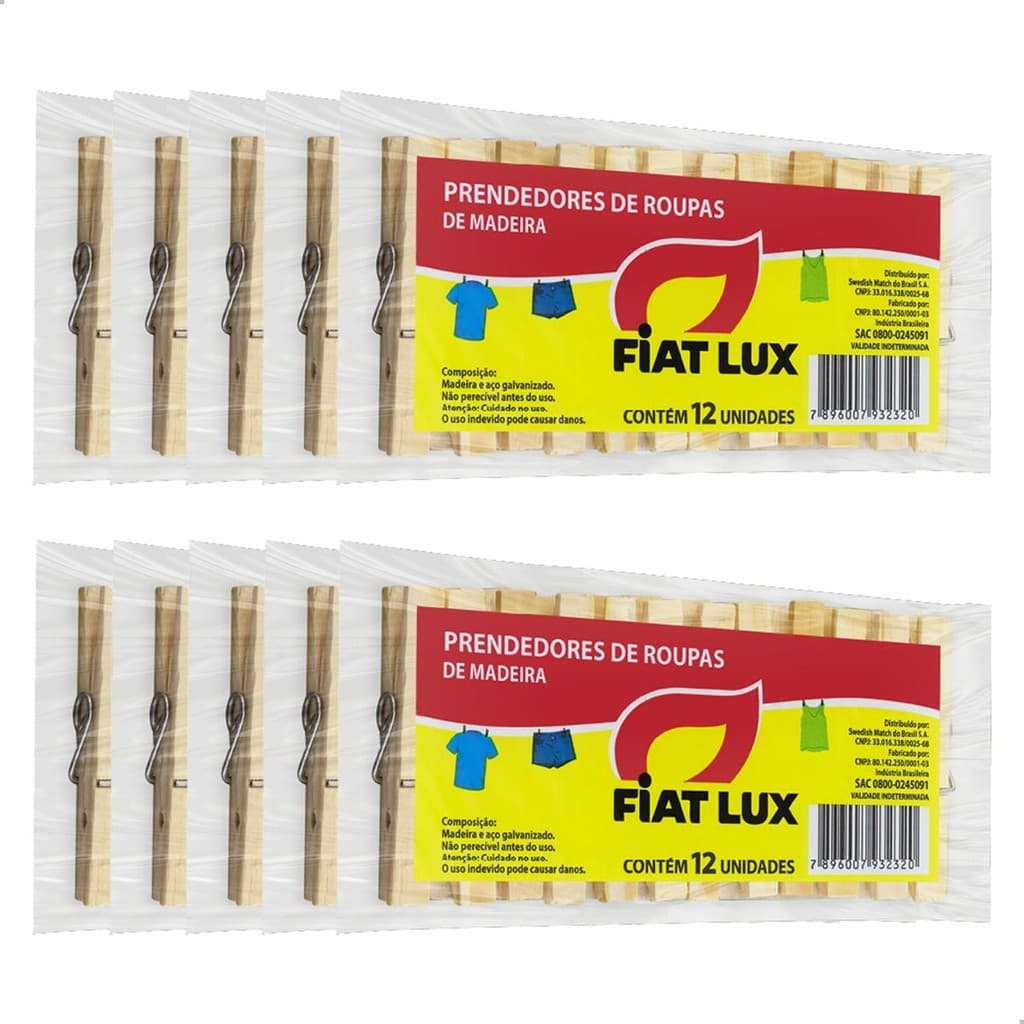 Kit 120 unidades Prendedores de Roupas Madeira Pequeno para Varal Alta Qualidade Fiat Lux