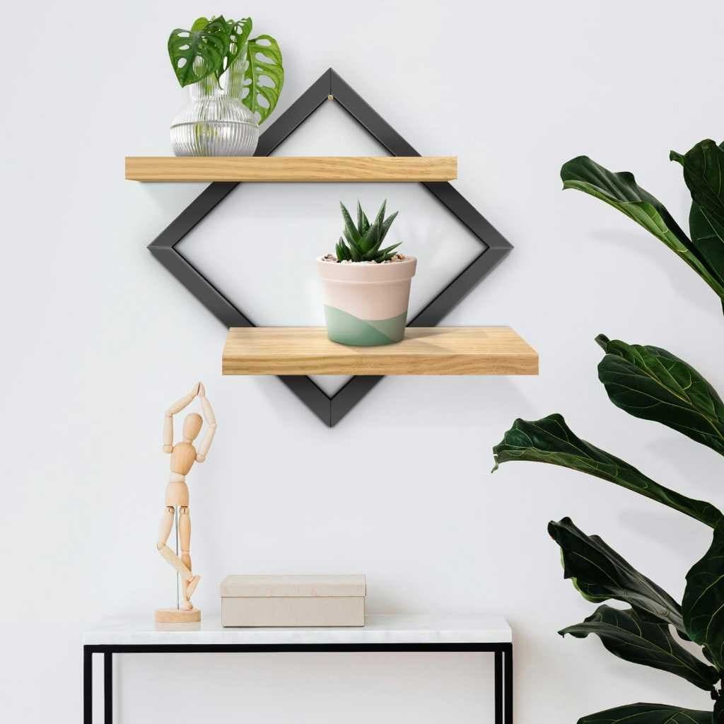 Quadro Decorativo Com Prateleira Nicho Duplo Com Moldura