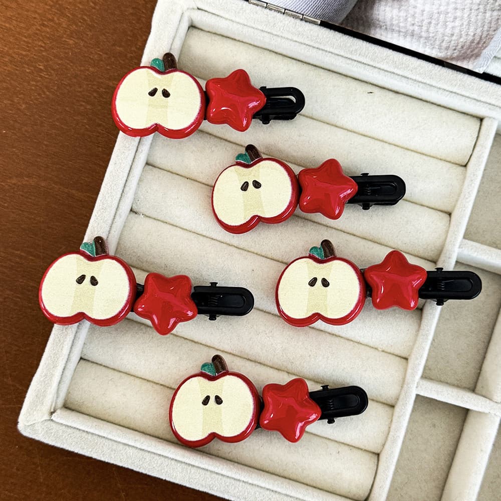 Presilhas Vermelhas Maçã XINGX Clipe DIY Acessórios De Cabelo Bonito Franja Cortada