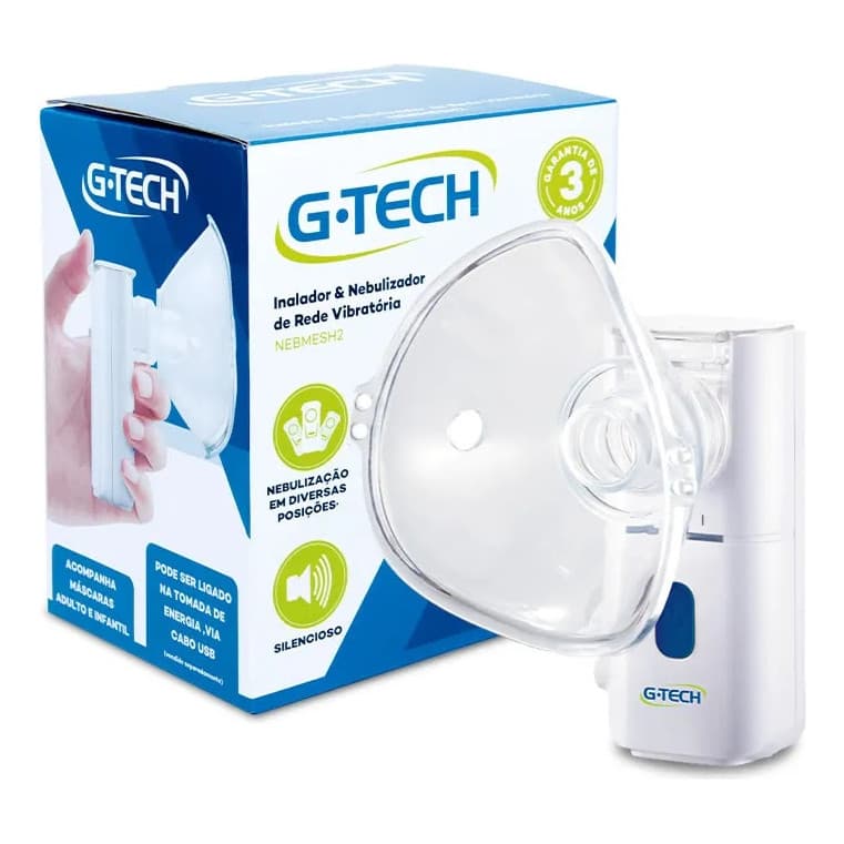 Nebulizador Inalador de Rede Vibratoria Sem Fio G-Tech Névoa Fina Confortável