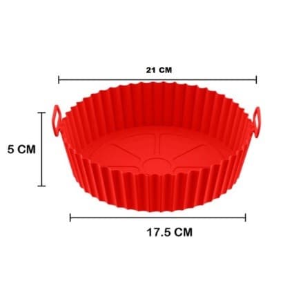 Cesto de Silicone Redondo Air Fryer e Forno Forma para Fritadeira Elétrica com Alça Casa Cozinha