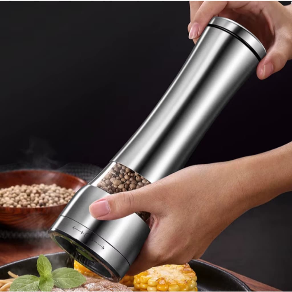 Moedor de Sal Grosso E Pimenta Em Aço Inox Premium Moedo Manual Gourmet