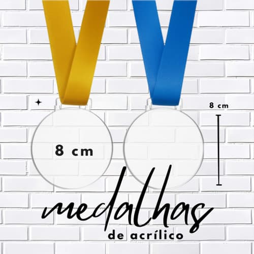 Kit de Medalhas de Acrílicos - Medidas 5cm, 6,5cm - 7cm - 8cm