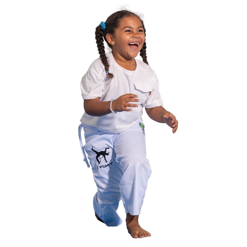 Calça de Capoeira Infantil Feminino Branca Poliester 1 Fit