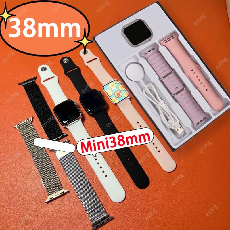 Smartwatch 38mm 2-in-1 Relógio 9 mini chamada de voz de esportes relógio Gift Set Relógio feminino Relógio masculino