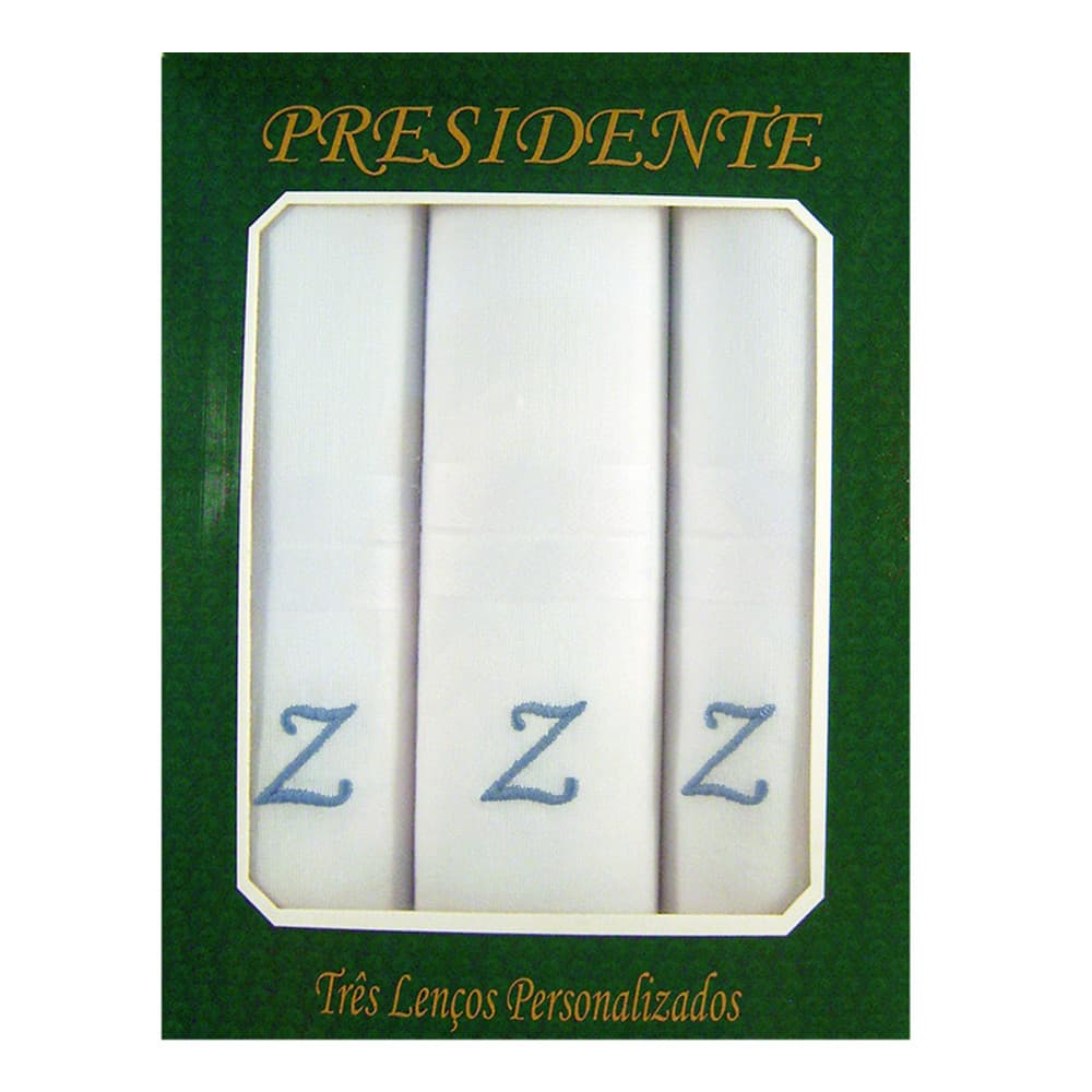 Caixa Lenço Masculino Iniciais Bordadas - Letra Z