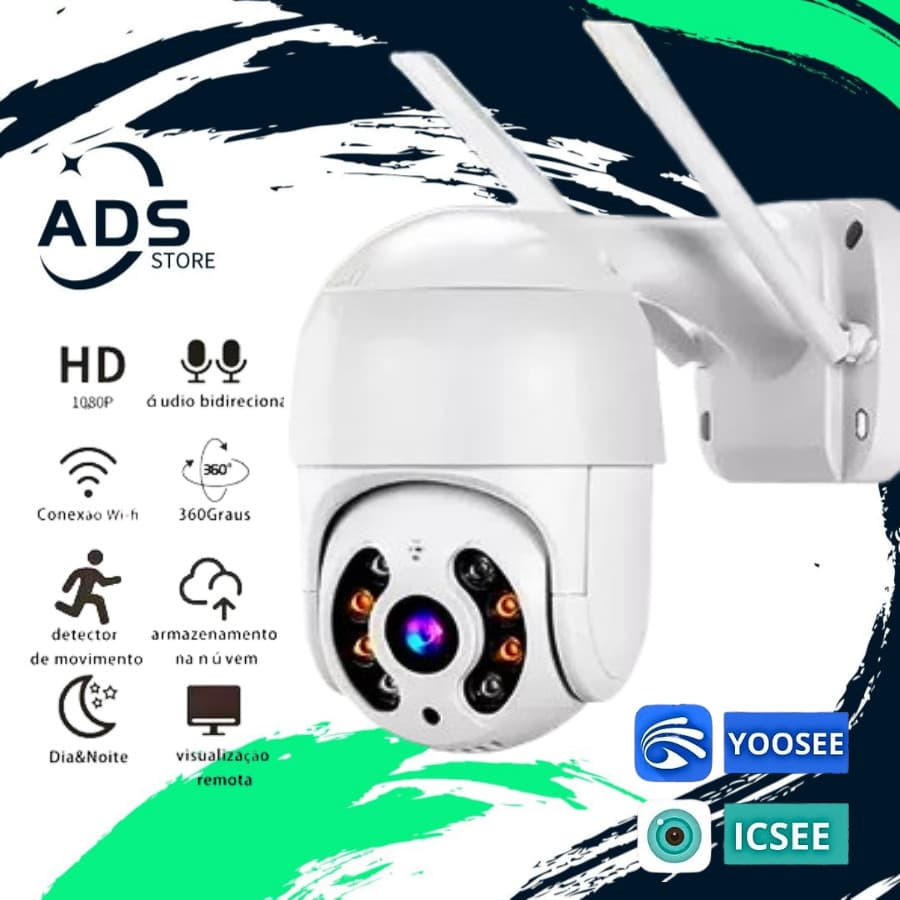 Câmera Externa Ip a Prova D'água com Infravermelho Alarme Wifi Hd Sensor De Movimento Bivolt 110/220