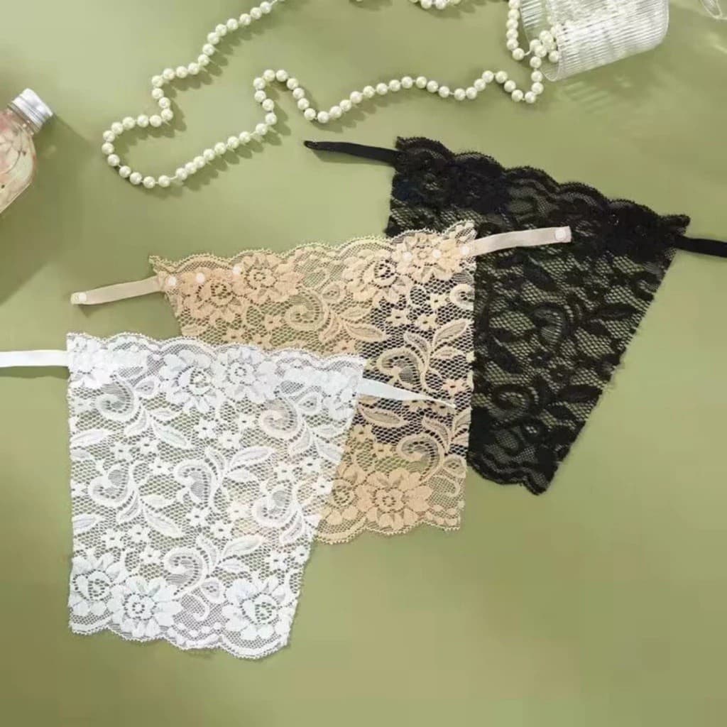 Tapa Decote em Renda com Botões de Pressão Preto, Bege e Branco Acessório para Sutiã para Discrição