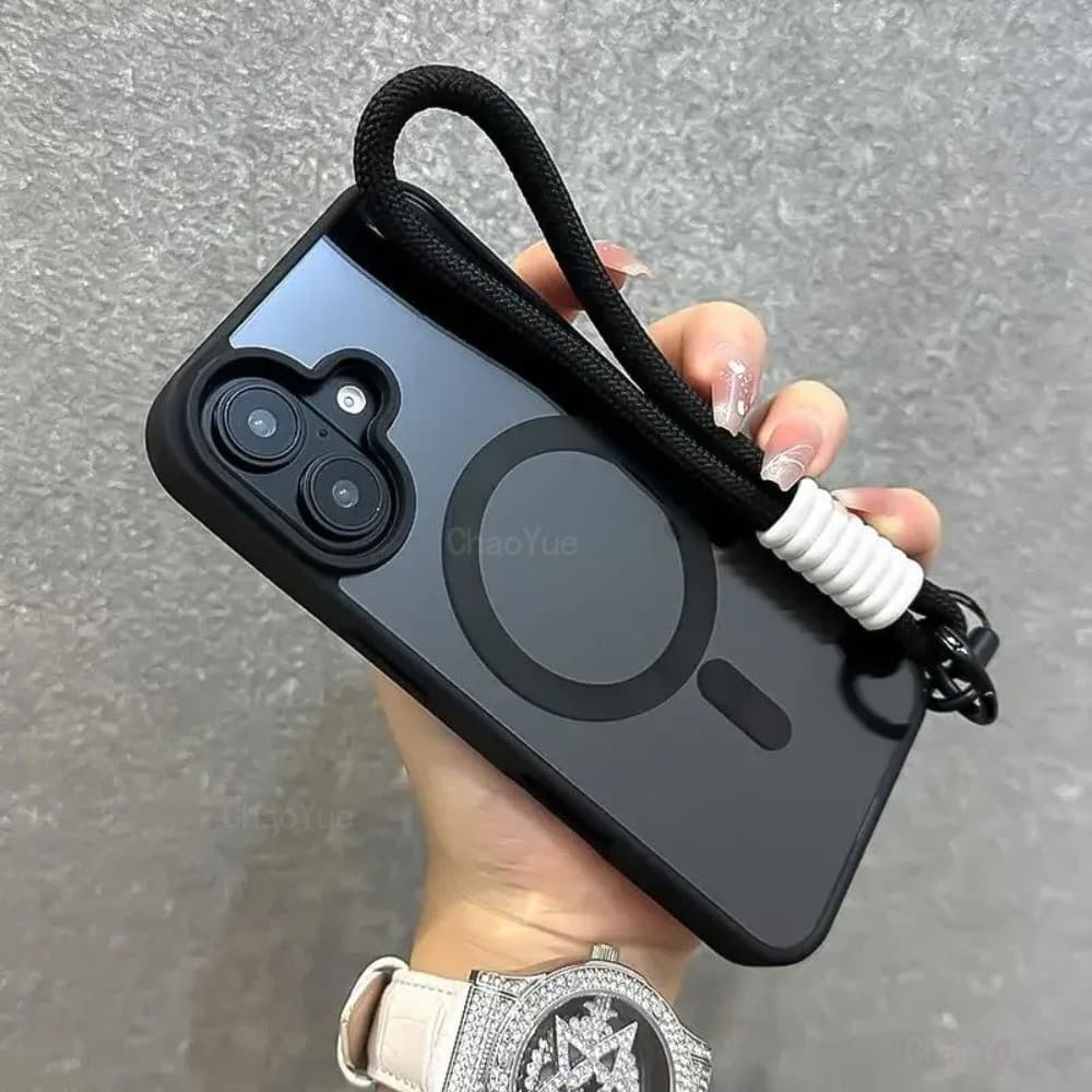 Capa De Telefone Magnética Acrílica De silicone Com Alça Fosca Transparente De Luxo Compatível iPhone 16 11 12 13 14 15 